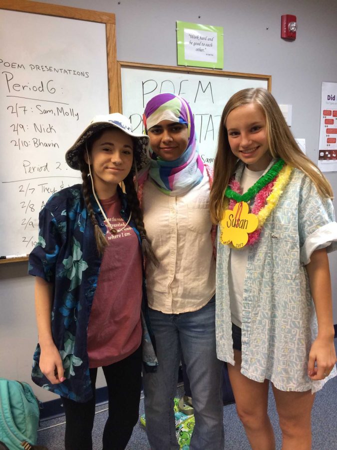 Maya Rubinstein, Asma Karim, and Susan Hightower enjoy the beginning of Tropical Tuesday. 
