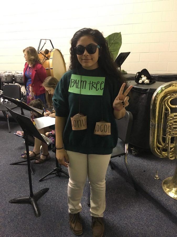 Zainab Siddiqui is dressed as a palm tree to show off her tropical spirit. (Photo by Rania Akbar)