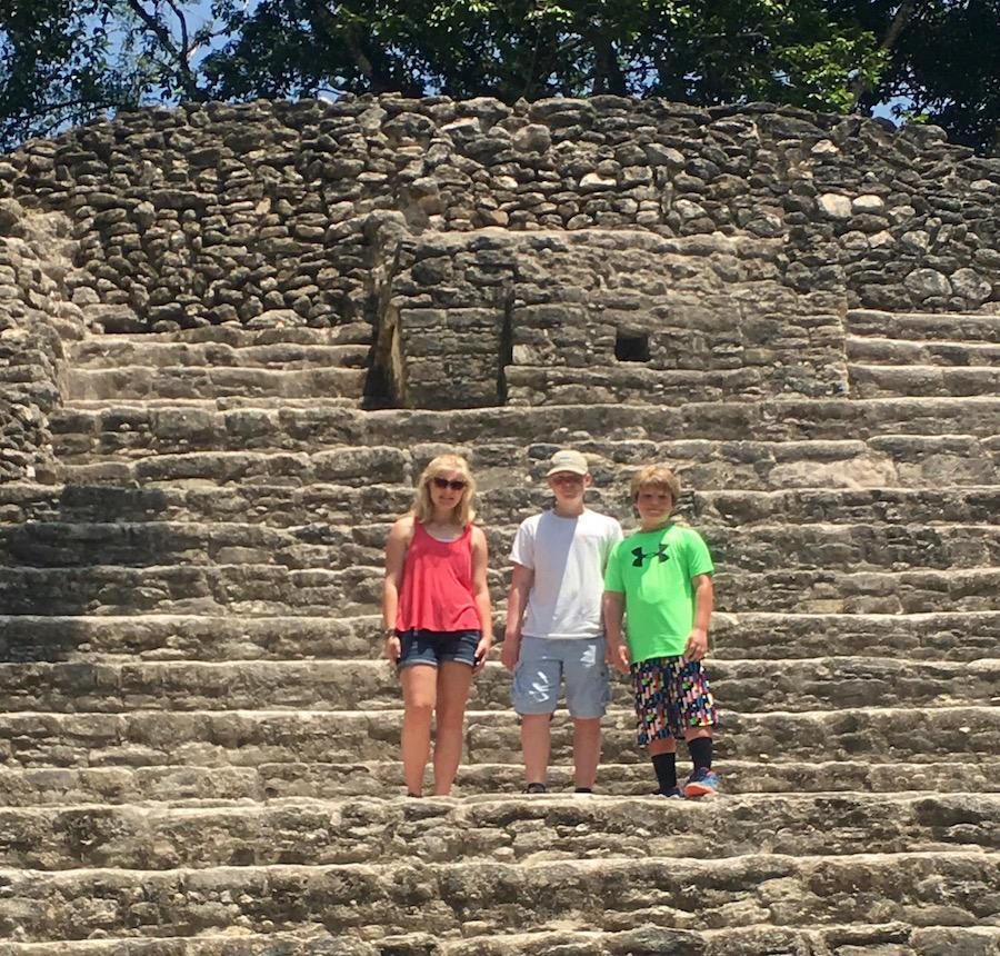 Eighth-grader AJ Stevenson, middle, is pictured with his sister, Marta, and brother Kjell, on a trip to Belize last year. AJ will represent Stratford in the state geography bee on March 31.