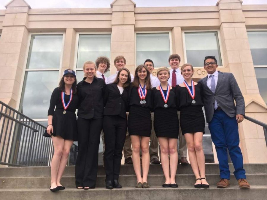 The literary team, consisting of Carly Wanna, Morgan Mathis, Meredith Fuchs, Sarah Kate Sellers, Cameron Walsh, Grace Deedrick, Rushabh Patel, Austin Slocumb, Walker Gibbons, Noah Fenimore, and Matt Newberry, placed third overall.