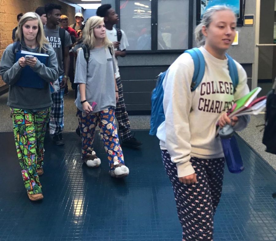 Tuesday was Pajama Day as part of homecoming festivities