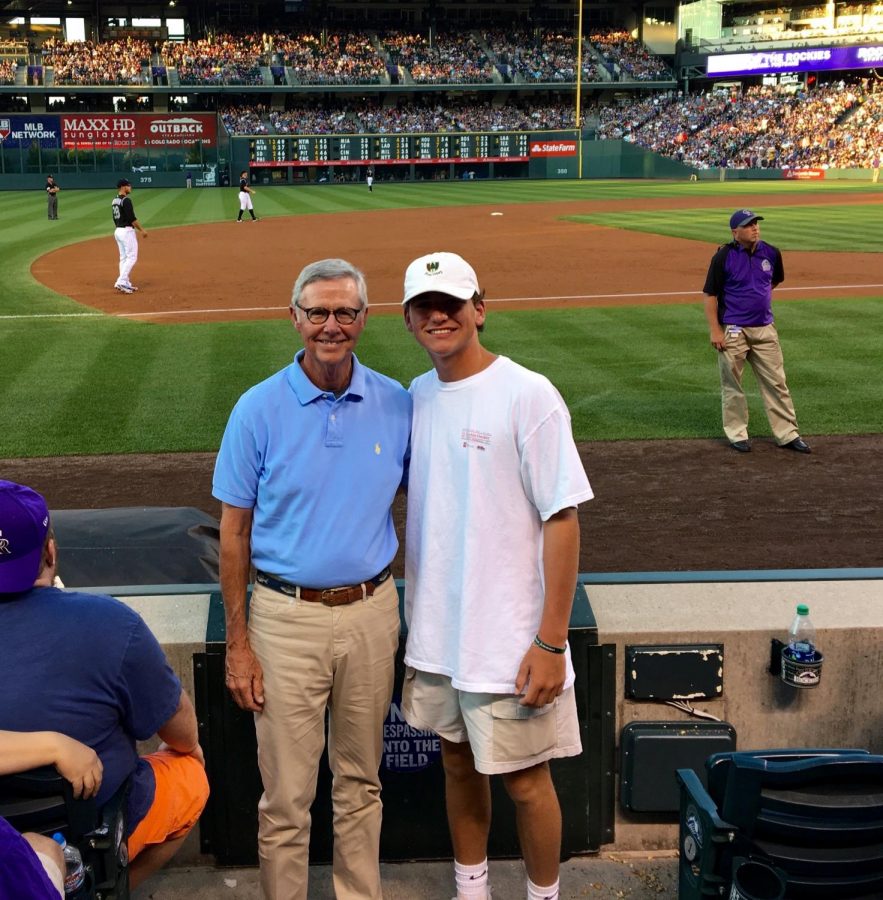 Andrew Palmer with grandfather Bill Tift at Coors Field in Denver this past summer