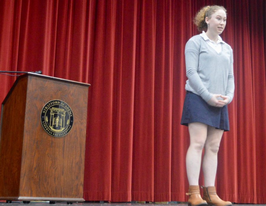 Carolynn Dromsky took first place in Stratfords annual Rotary speech contest