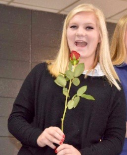 Marta Stevenson is shown at last year's Valentine's Sweethearts ceremony in the cafeteria