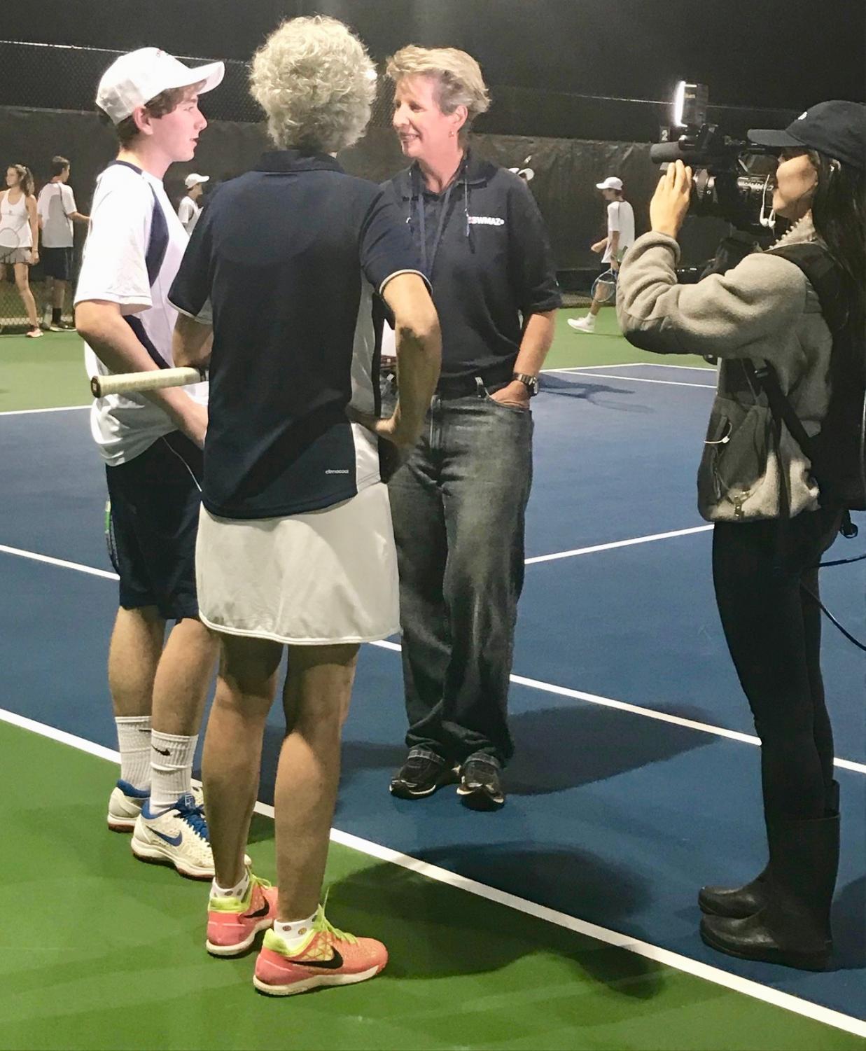 Senior Mark Barrow is interviewed by WMAZ's Suzanne Lawler on the This Mornin' Show on Friday