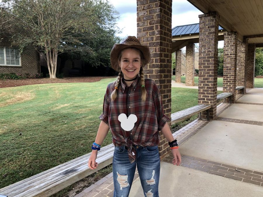 Freshman Emma Hayley posing in her western attire on Woody Wednesday!