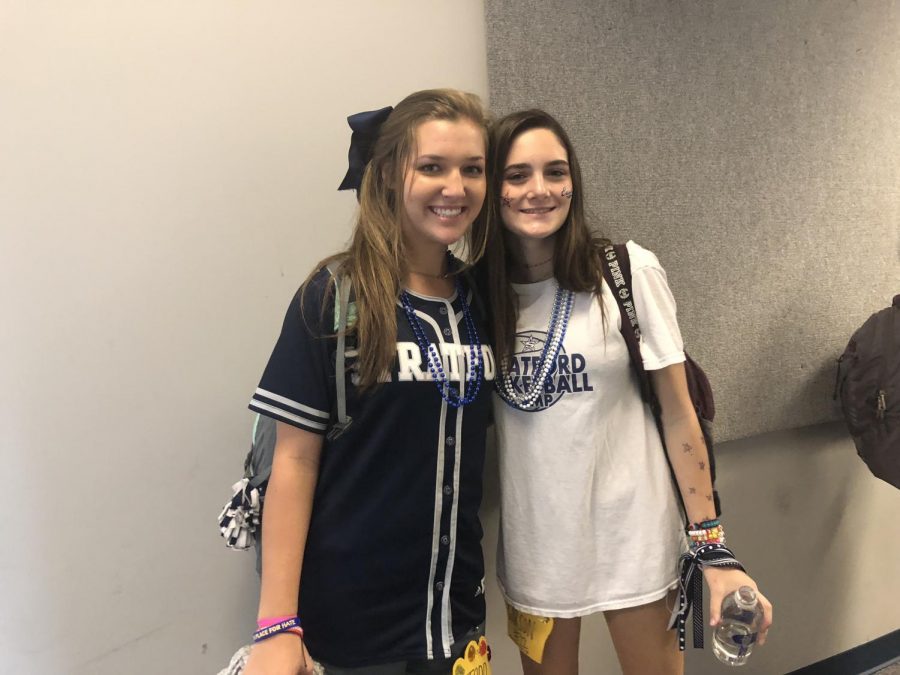 Sophomore Kenna McElmurray (left) and Freshman Gracie Marie Peace (right) pose together on Extreme Spirit Day
