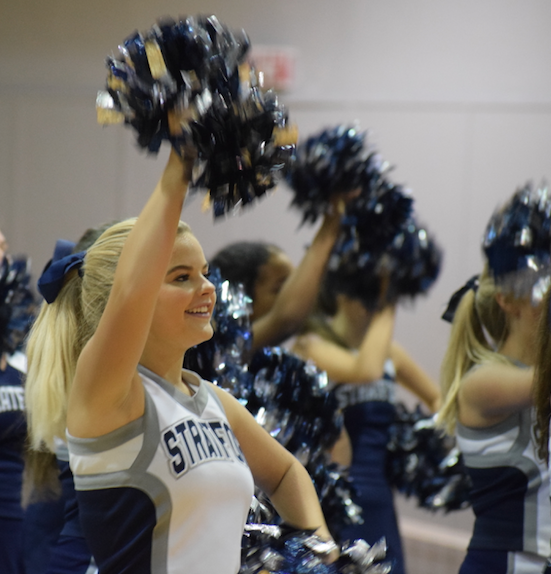 Senior cheerleader Betsy Hill at a recent pep rally