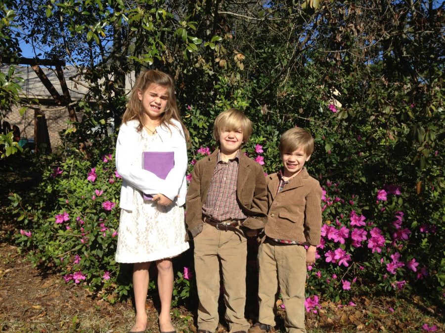 Camilla, age 9, with brothers Will and Jess