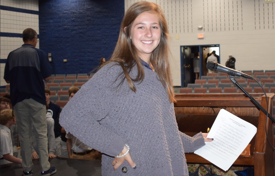 Elizabeth Sellers conducted her first Upper School assembly on Monday