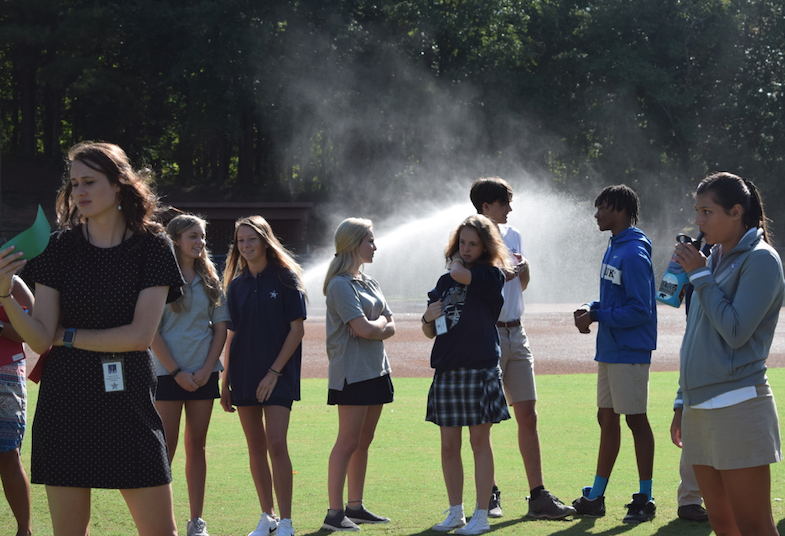 The sprinklers are working