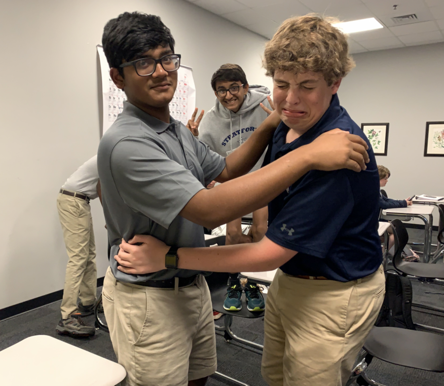 Darran Shivdat and Aaron Perkel share a moment in Mr. OHaras