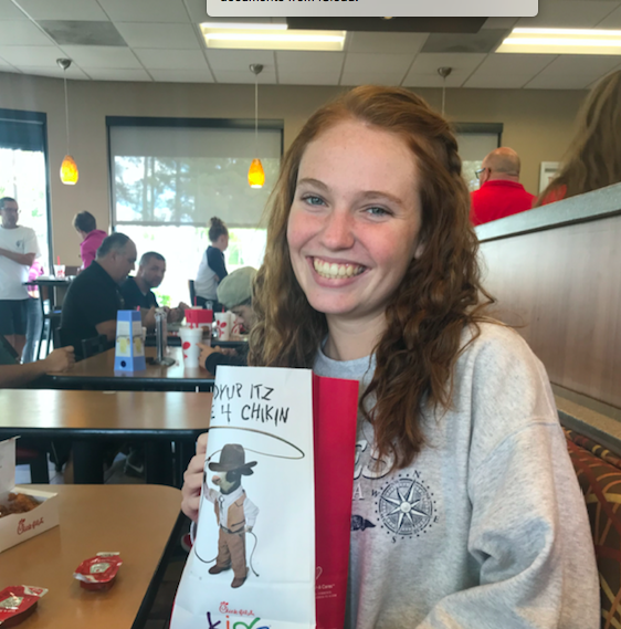 Sophomore Anna Mincey gets her Chick-fil-A fix